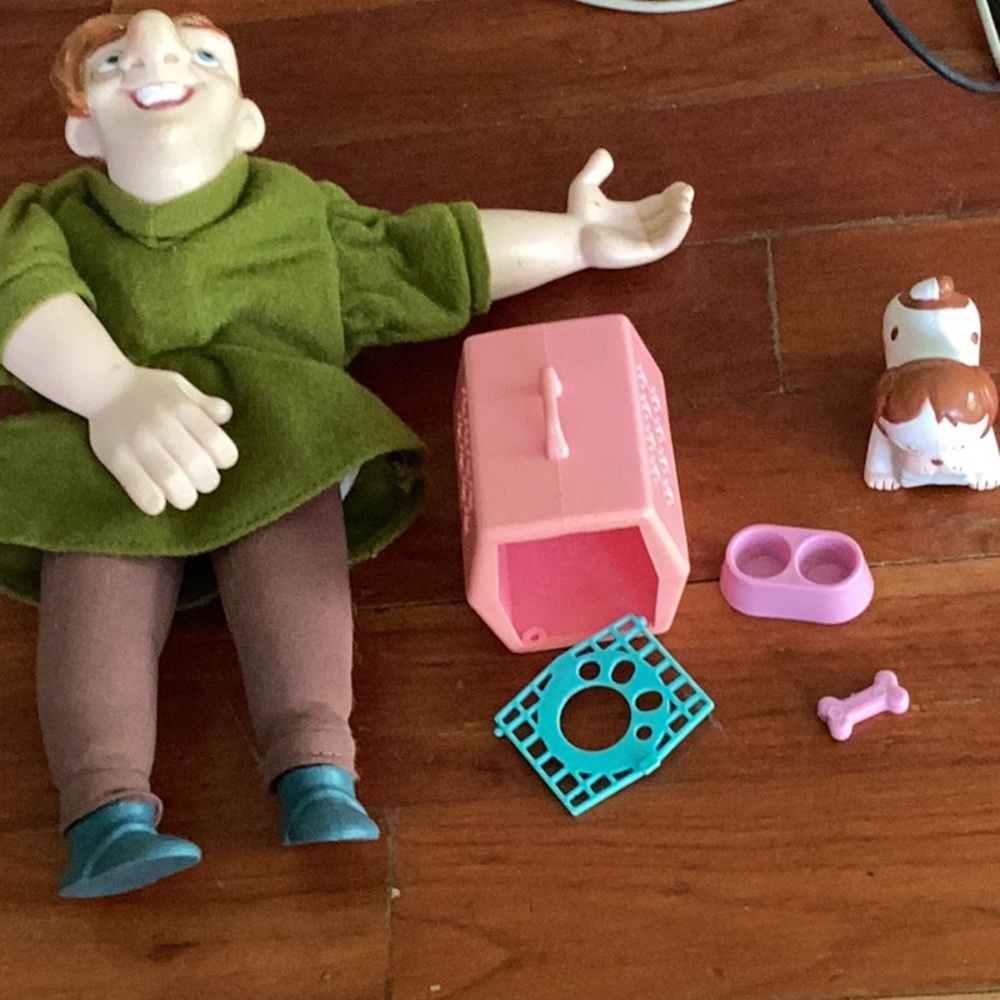 My little PET Shop 1992 Kenner PINK carrier, dog bone & water dish NVC